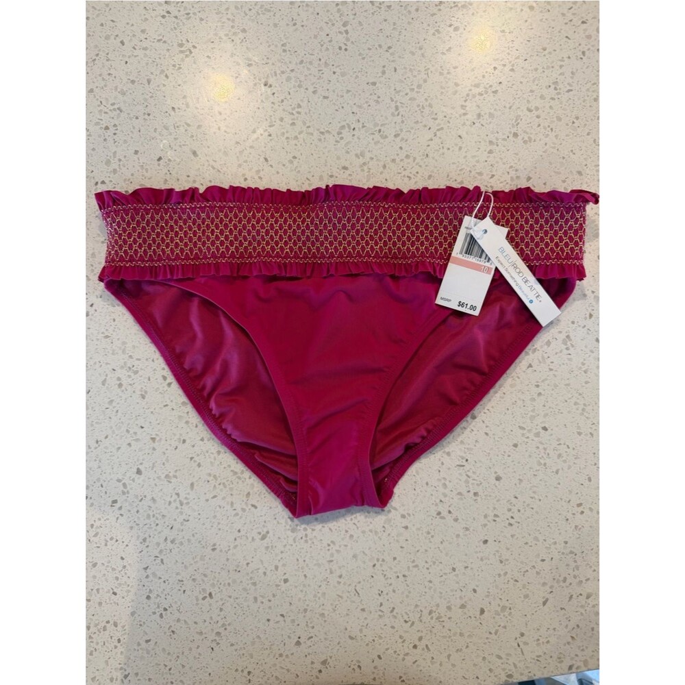 Bleu Rod Beattie Magenta Bikini Bottom with Gold Trim and Ruffle 10